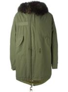 Mr & Mrs Italy Racoon Fur Trim Hooded Parka, Men's, Size: Xxl, Green, Cotton/polyester/acetate/racoon Fur