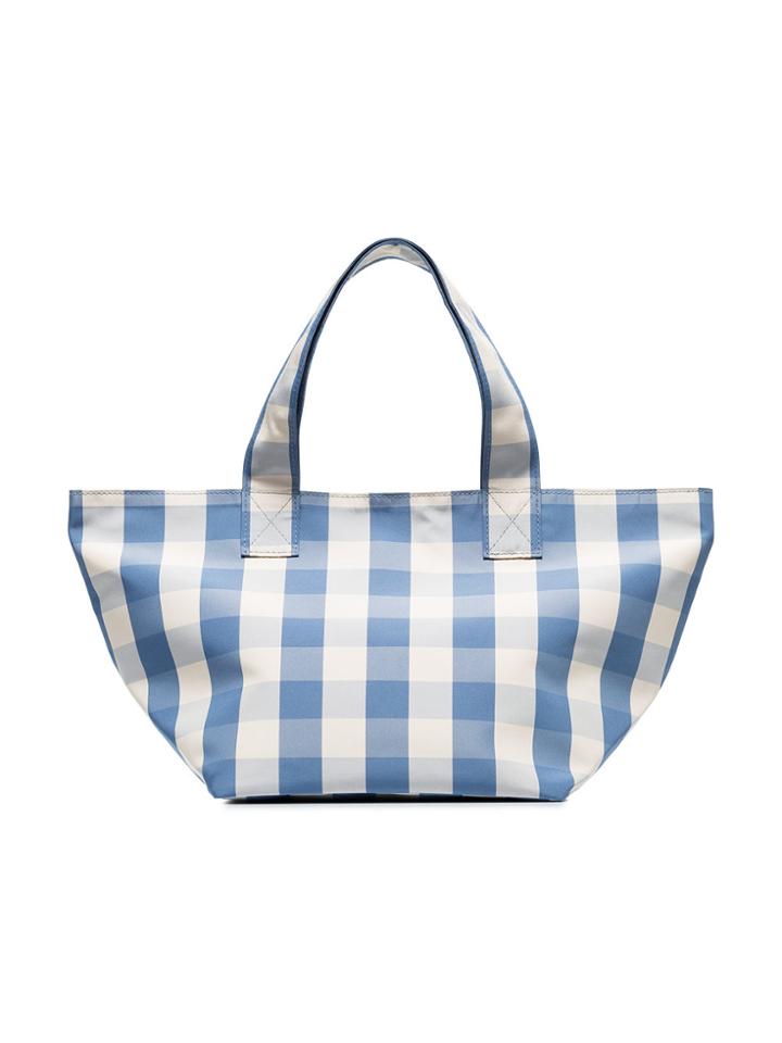 Trademark Blue And White Gingham Grocery Small Tote Bag