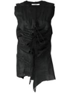 Aganovich Asymmetric Waistcoat, Women's, Size: 40, Black, Linen/flax