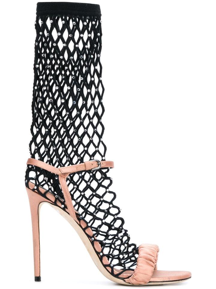 Marco De Vincenzo Crystal Fishnet Sandals - Neutrals