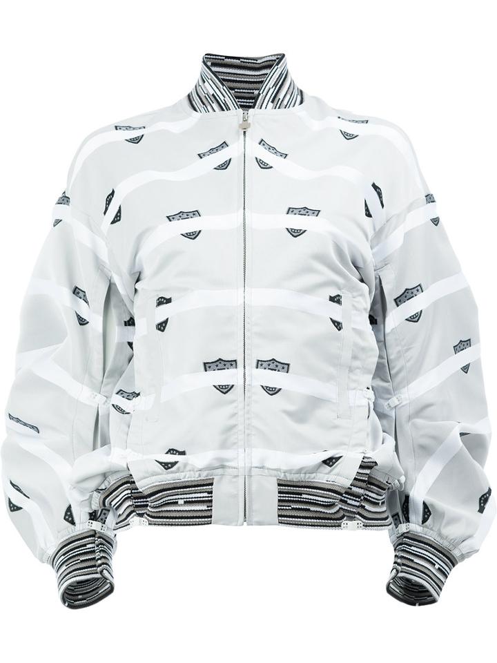 Anrealage Printed Bomber Jacket, Women's, Size: 40, Grey, Cotton/polyester/cupro