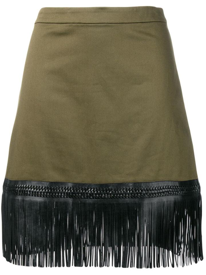 Alexis Fringed A-line Skirt - Green