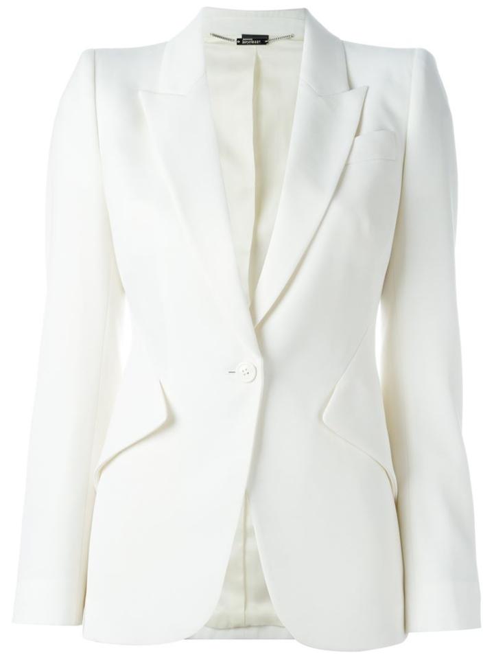 Alexander Mcqueen Fitted Blazer, Women's, Size: 42, Nude/neutrals, Cupro/virgin Wool