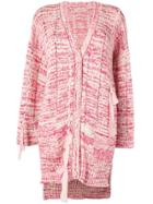 Twin-set Printed Knit Cardigan With Tie Detail - Pink