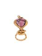 Saint Laurent Large Knot Stone And Pearl Ring - Gold