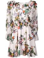 Liu Jo Floral Frill Mini Dress - White
