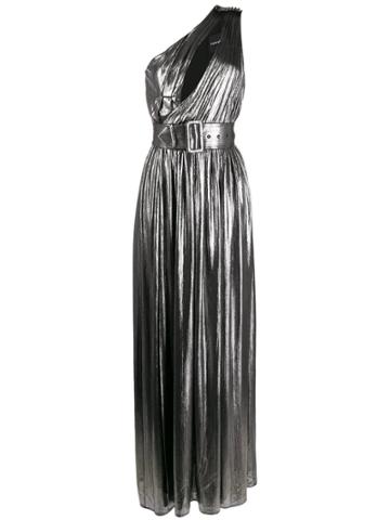 Retrofete One Shoulder Belted Dress - Silver