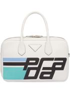 Prada Medium Leather Bag With Logo Print - White