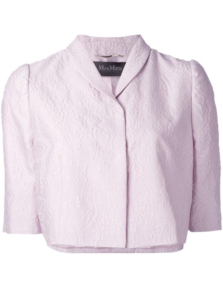 Max Mara Pianoforte - Jacquard Cropped Jacket - Women - Silk/cotton/polyamide - 44, Pink/purple, Silk/cotton/polyamide