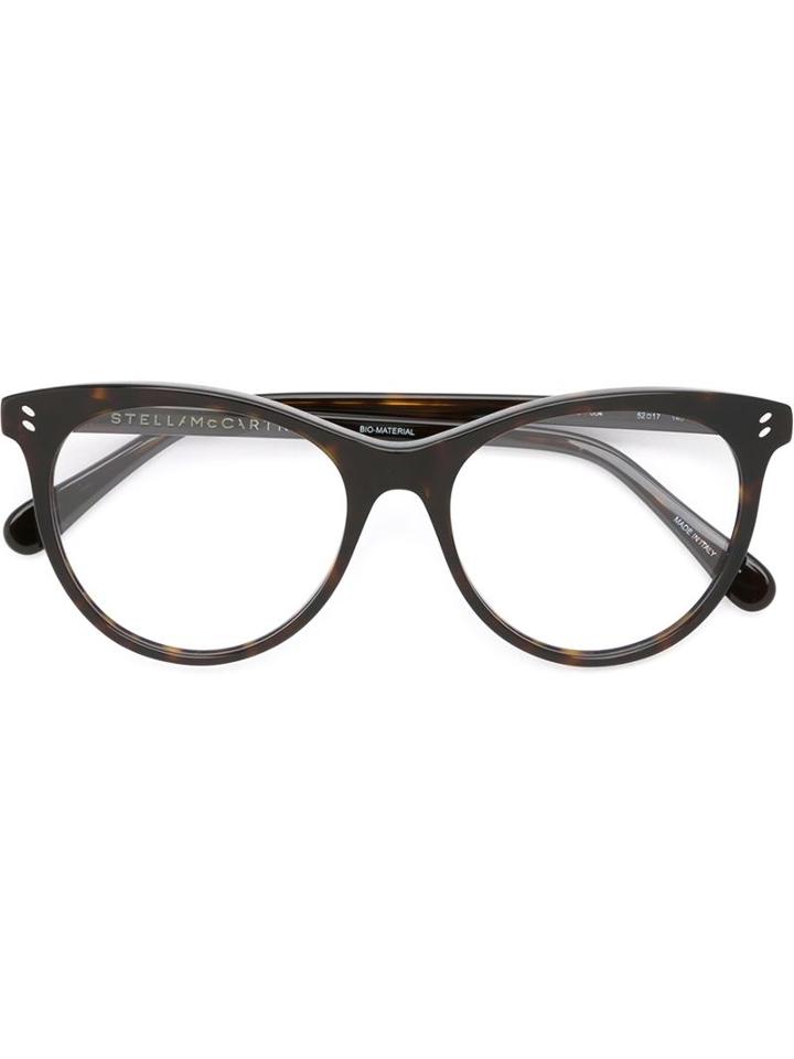 Stella Mccartney - Cat Eye Frame Glasses - Women - Acetate - One Size, Brown, Acetate