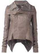 Rick Owens 'naska' Biker Jacket, Women's, Size: 46, Grey, Cotton/calf Leather/cupro/virgin Wool