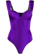 Murmur Lace Trim Bustier Top - Purple