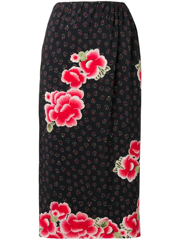Simone Rocha Floral Midi Skirt - Black