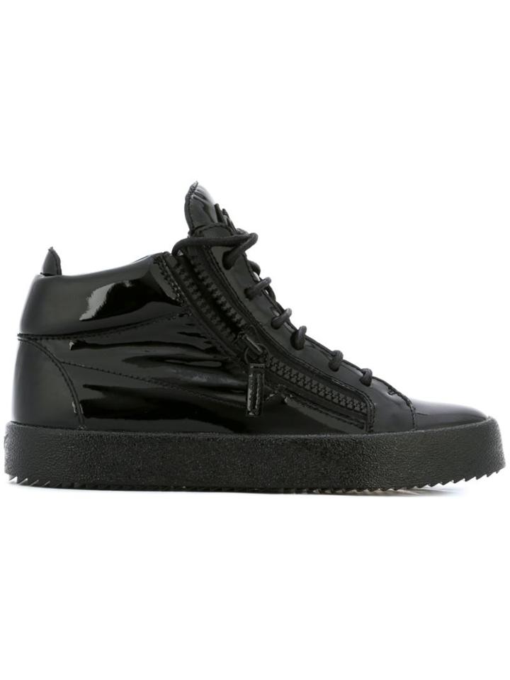 Giuseppe Zanotti Design Kriss Mid-top Sneakers, Women's, Size: 41, Black, Patent Leather/leather/rubber