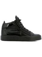 Giuseppe Zanotti Design Kriss Mid-top Sneakers, Women's, Size: 41, Black, Patent Leather/leather/rubber