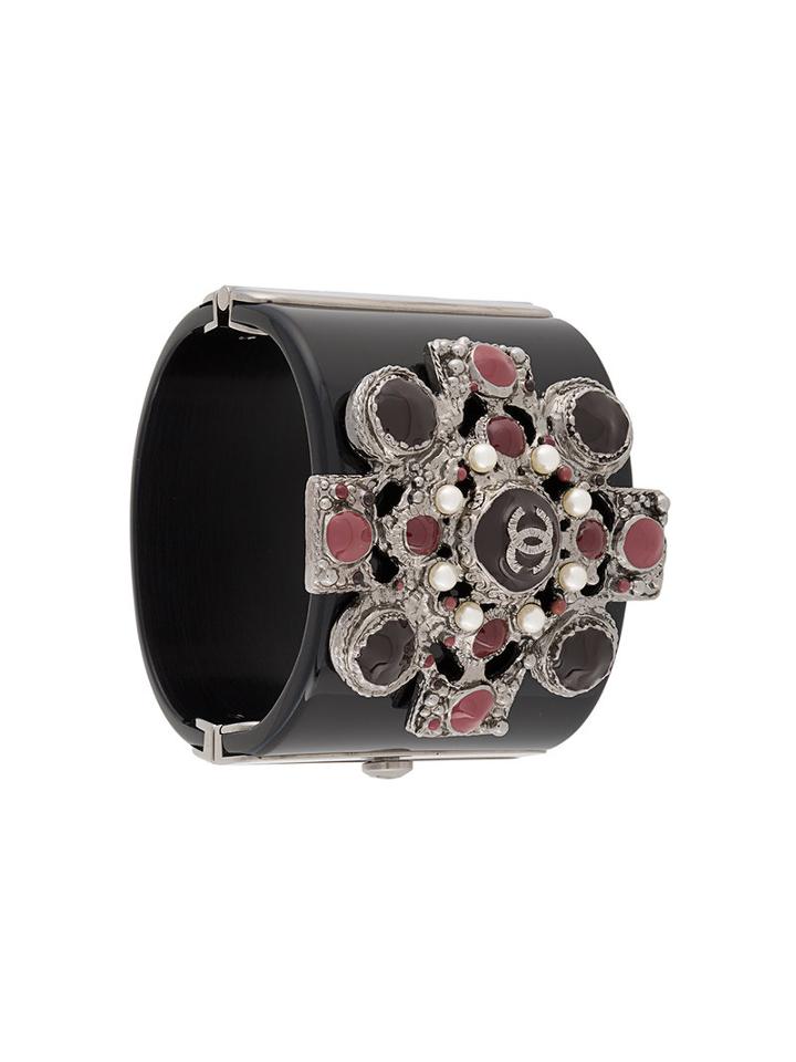 Chanel Vintage Embellished Cuff, Women's, Black