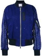 Sacai Broderie Bomber Jacket, Women's, Size: 3, Blue, Cotton/polyester/cupro