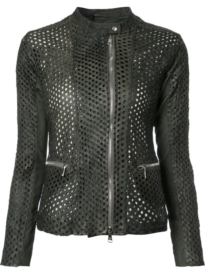 Giorgio Brato - Perforated Detail Jacket - Women - Leather - 42, Black, Leather
