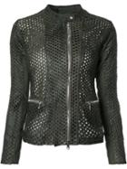 Giorgio Brato - Perforated Detail Jacket - Women - Leather - 42, Black, Leather