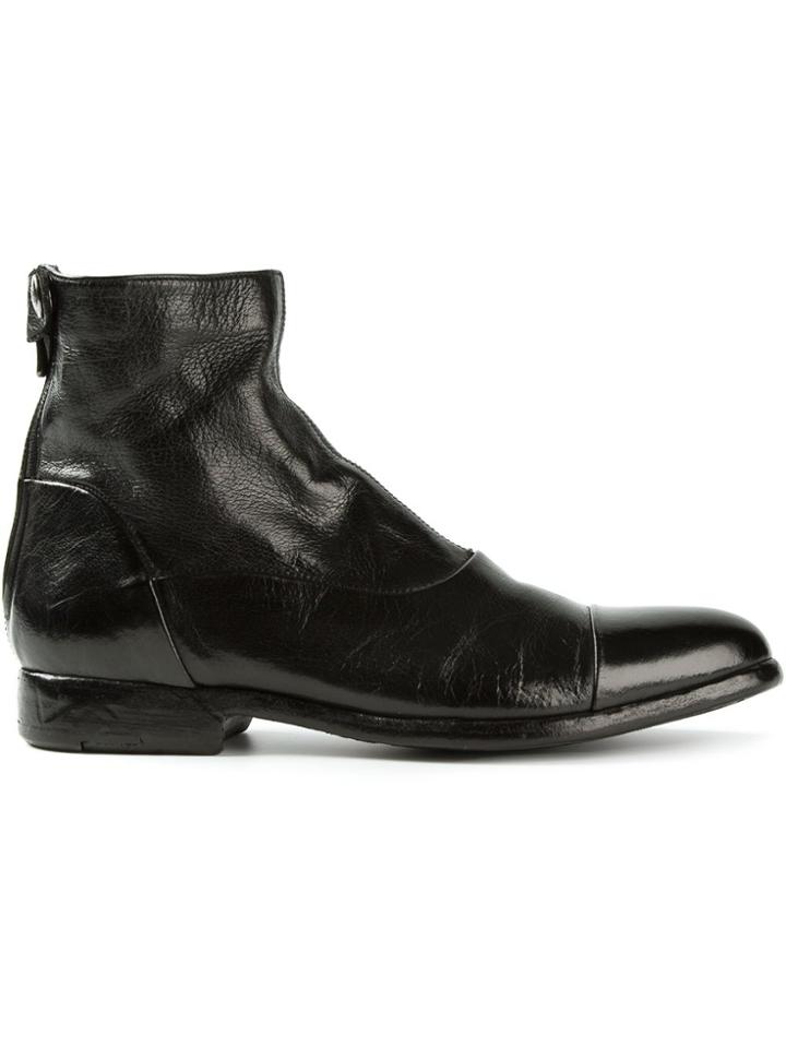 Alberto Fasciani Back Zip Biker Boots - Black