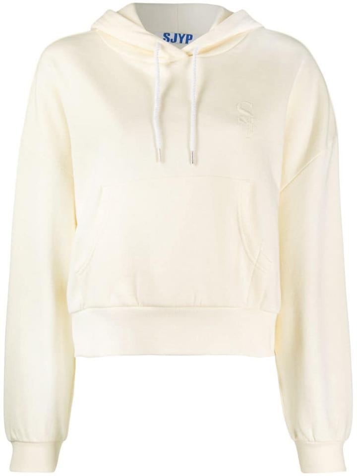 Sjyp Embroidered Logo Hoodie - White
