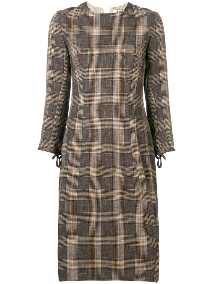 Acne Studios Plaid Midi Dress - Brown