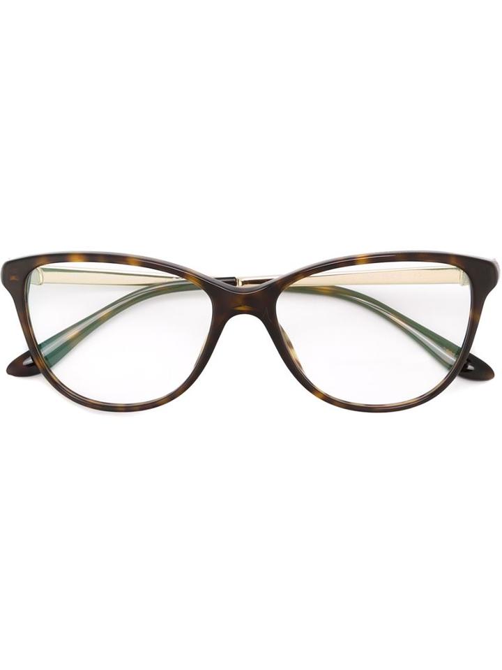 Bulgari Cat Eye Frame Glasses, Brown, Acetate/metal (other)