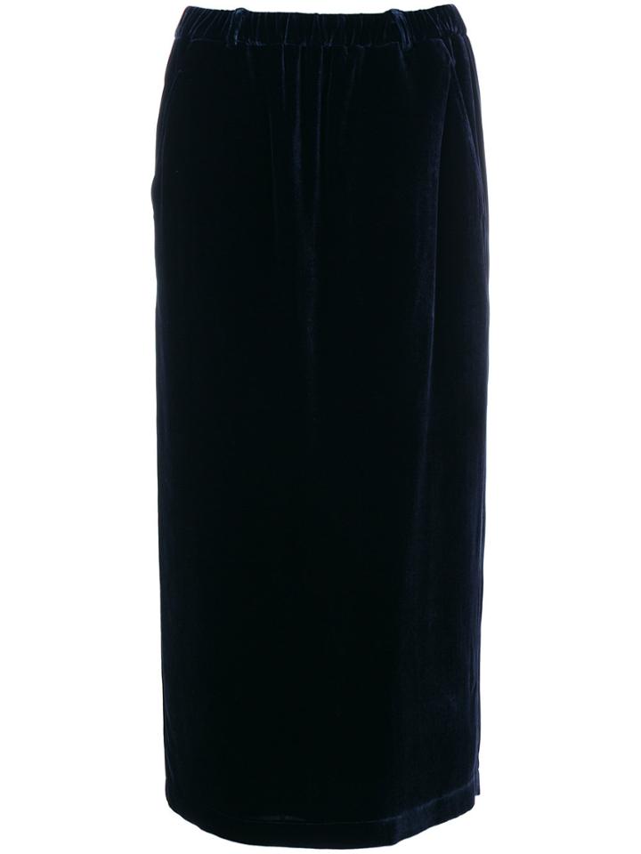 Aspesi Velvet Midi Skirt - Blue