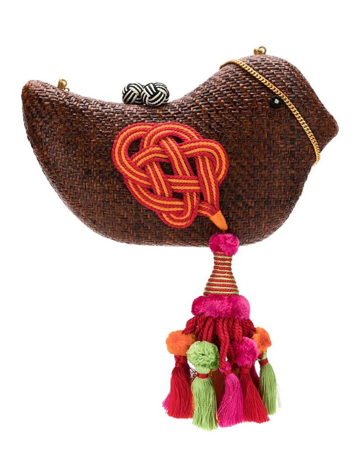 Isla Pássaro Raffia Clutch - Brown