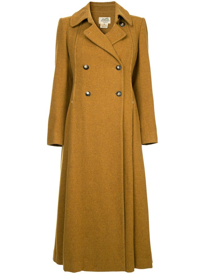 Hermès Vintage Double Breasted Flared Coat - Nude & Neutrals