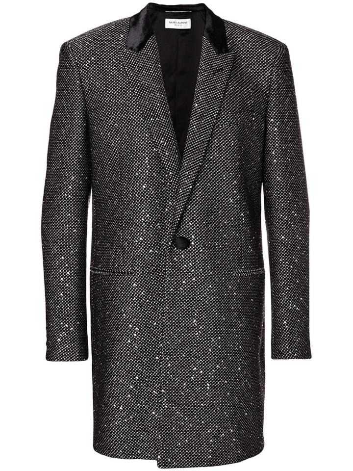 Saint Laurent Bouclé Coat - Black
