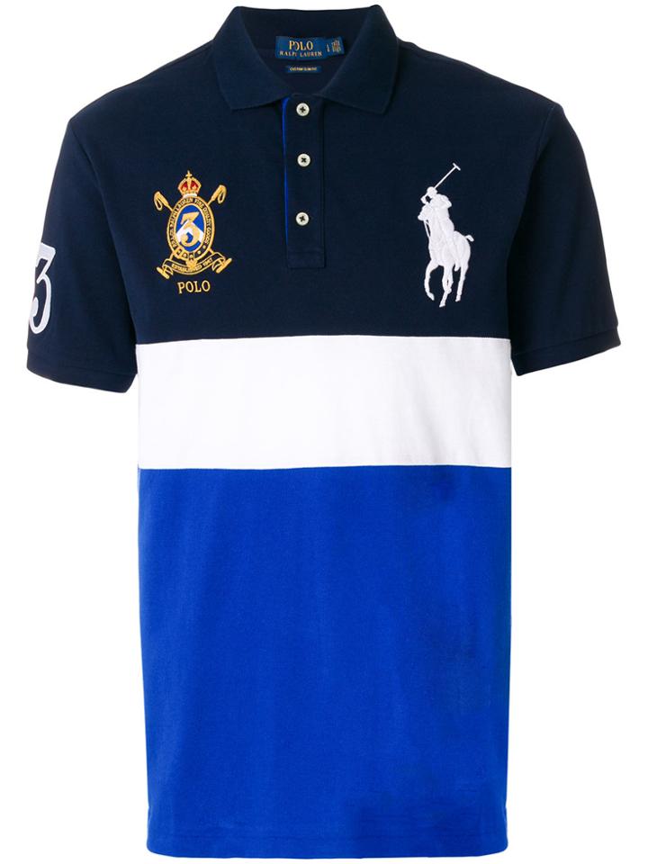 Polo Ralph Lauren Crest Embroidered Polo Shirt - Blue