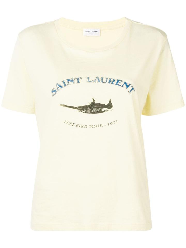 Saint Laurent Bird Printed T-shirt - Yellow