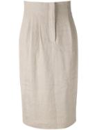 Max Mara - High-waisted Skirt - Women - Cotton/linen/flax - 42, Women's, Nude/neutrals, Cotton/linen/flax