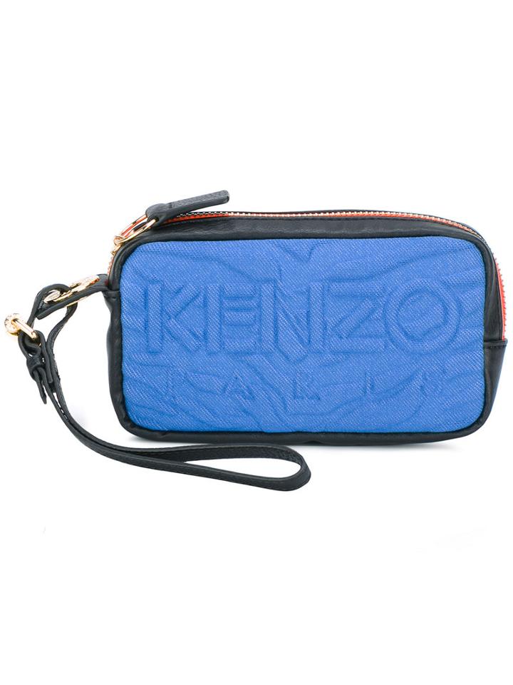 Kenzo Kombo Clutch, Women's, Blue, Rayon/polyester/spandex/elastane/leather