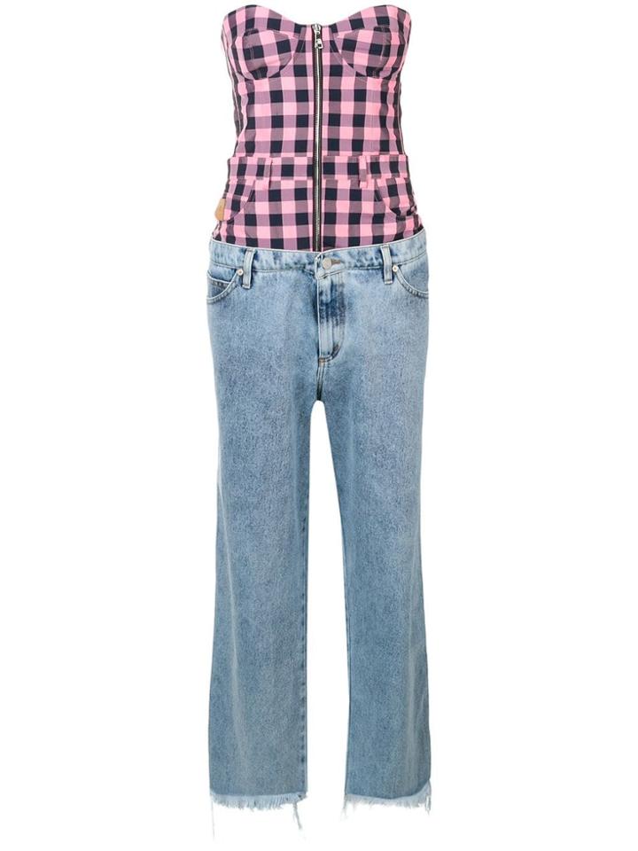 Natasha Zinko Bustier Top And Jeans Jumpsuit - Pink