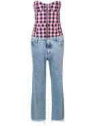 Natasha Zinko Bustier Top And Jeans Jumpsuit - Pink