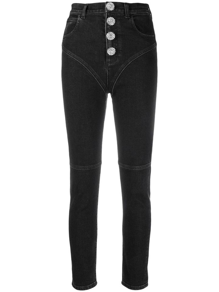 Alessandra Rich Cropped Skinny Jeans - Black