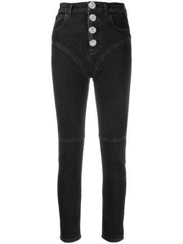 Alessandra Rich Cropped Skinny Jeans - Black