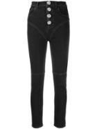 Alessandra Rich Cropped Skinny Jeans - Black