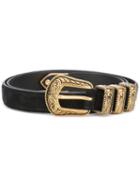 Saint Laurent Western Belt, Women's, Size: 85, Black, Calf Suede