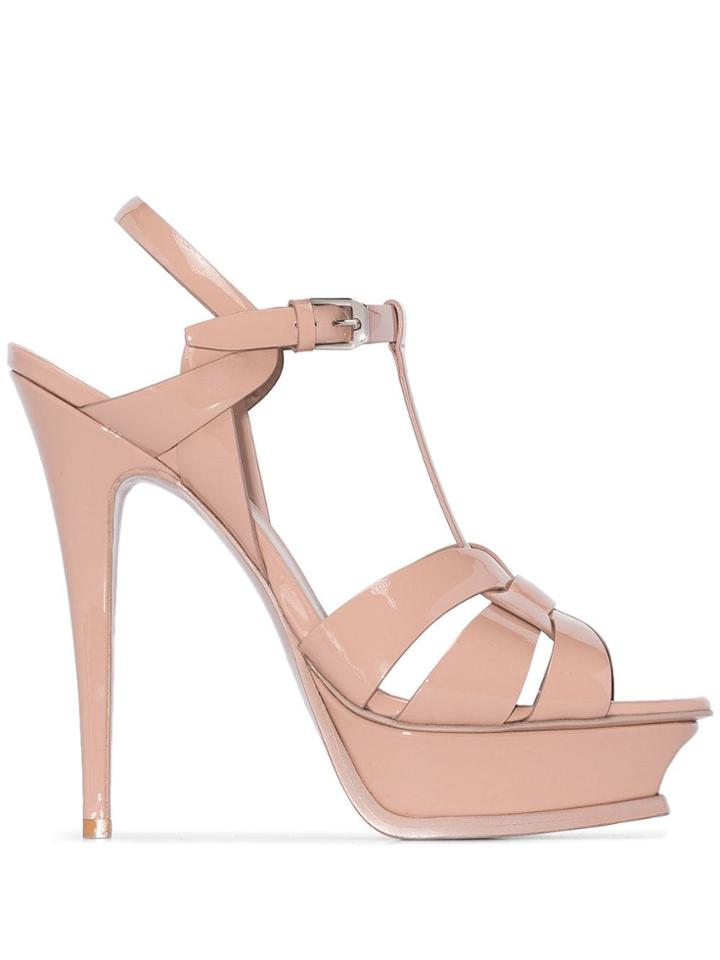 Saint Laurent Tribute 135mm Platform Sandals - Neutrals