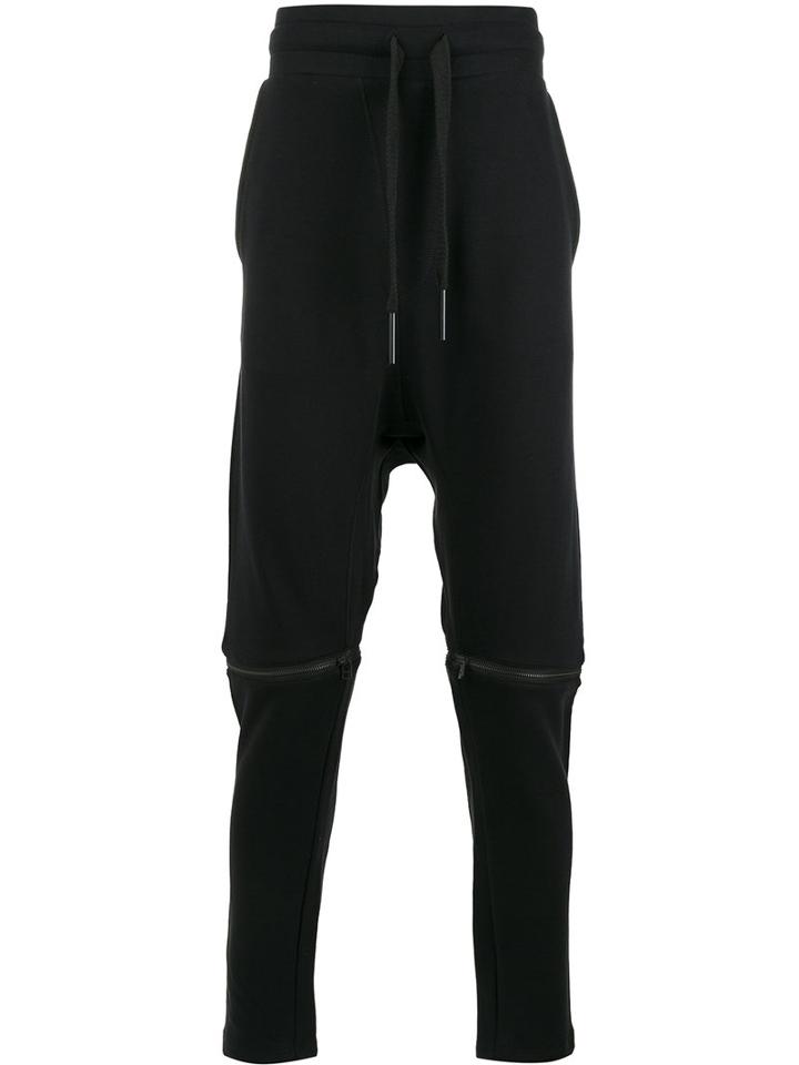 Barbara I Gongini Zipped Knees Drop-crotch Trousers, Men's, Size: 52, Black, Cotton