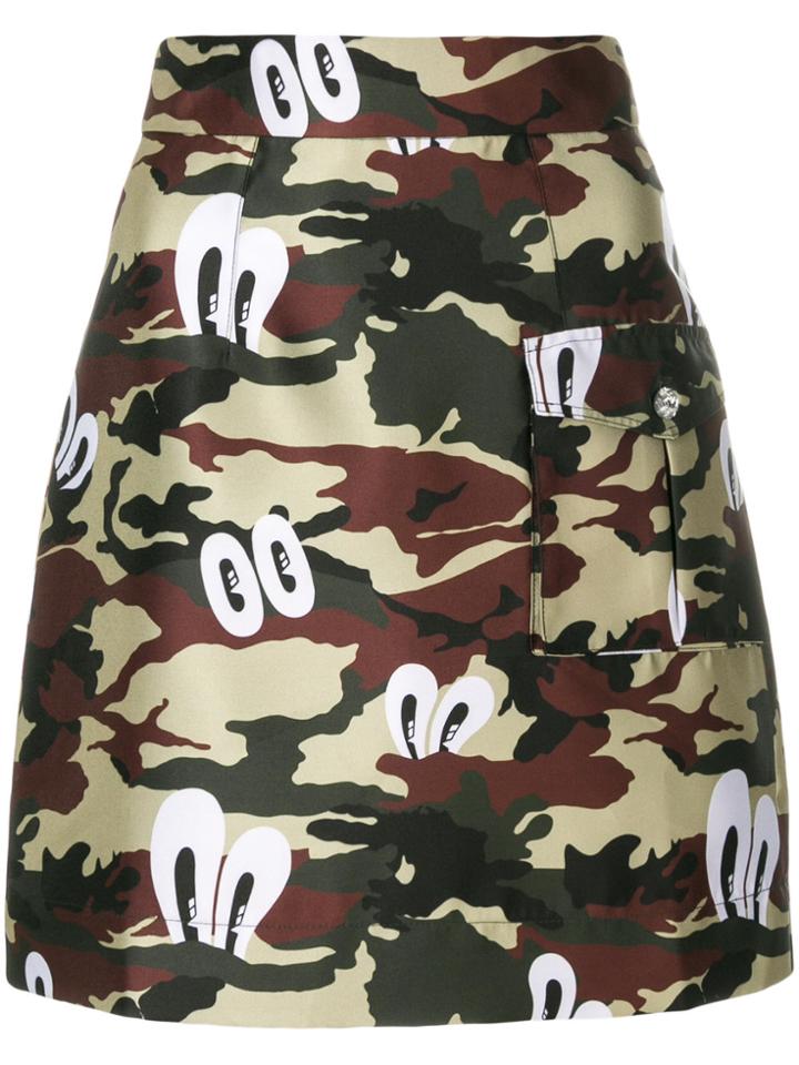House Of Holland Camouflage Print Skirt - Green