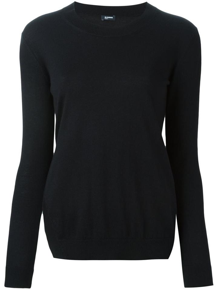 Jil Sander Navy Crew Neck Jumper, Women's, Size: Medium, Blue, Silk/cashmere