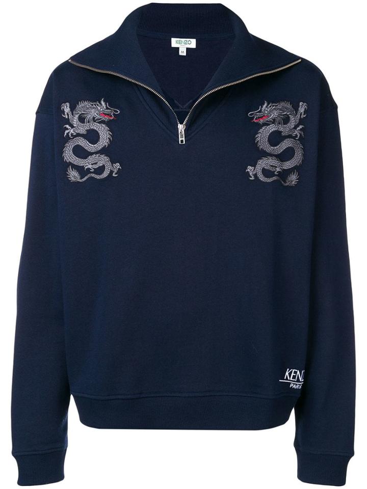 Kenzo Dragon Half-zip Sweatshirt - Blue