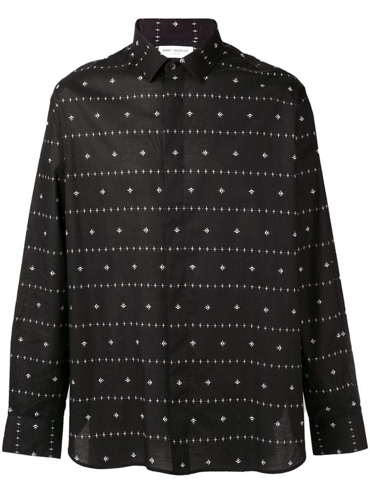 Saint Laurent Indian Flower Print Shirt - Black