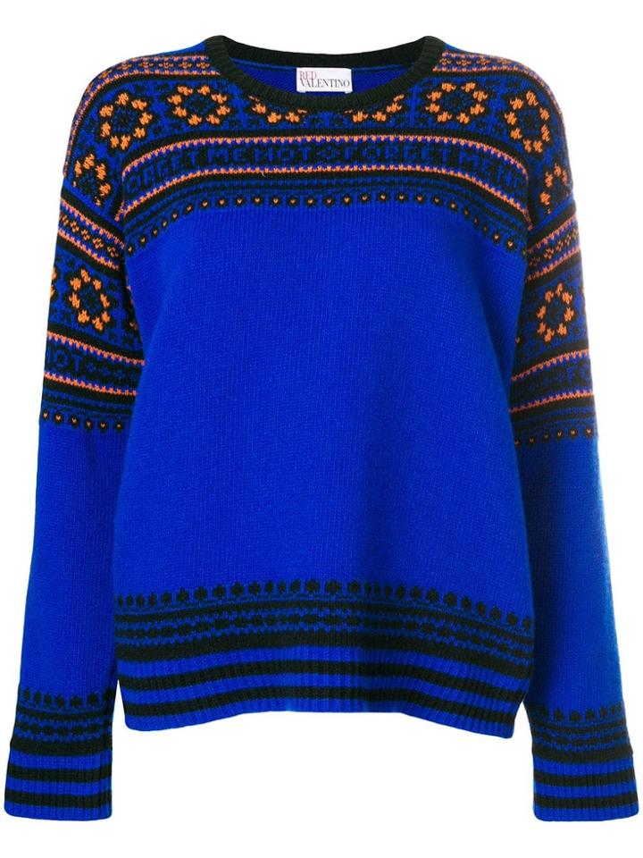Red Valentino Floral Intarsia Knit Jumper - Blue
