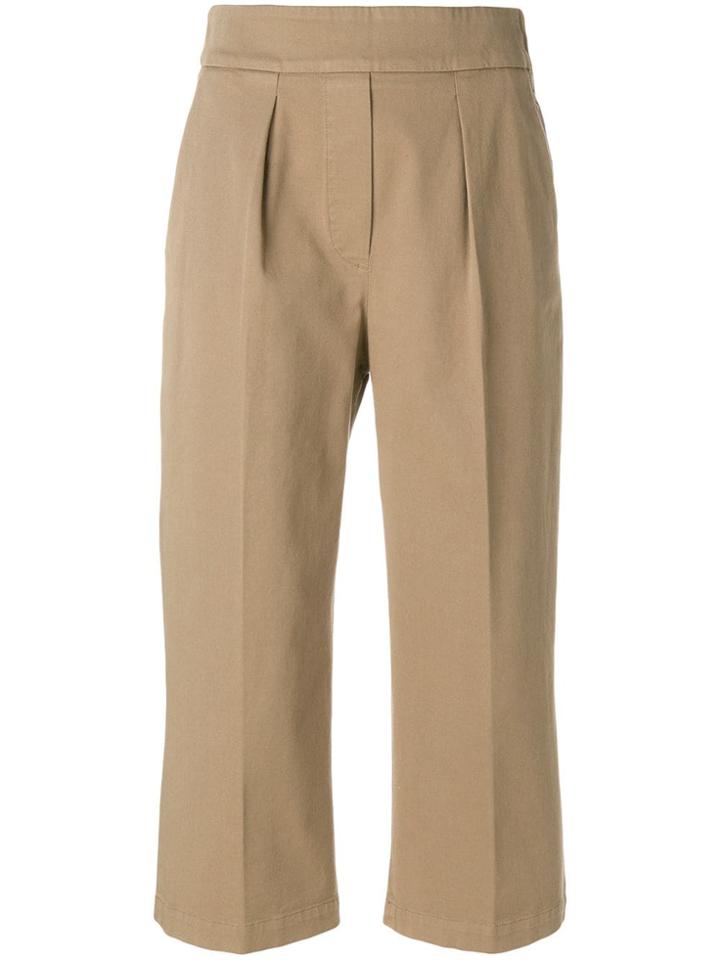 Fabiana Filippi Front Pleat Cropped Trousers - Neutrals