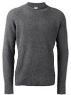 Massimo Alba Waffle Knit Jumper, Men's, Size: Large, Grey, Yak